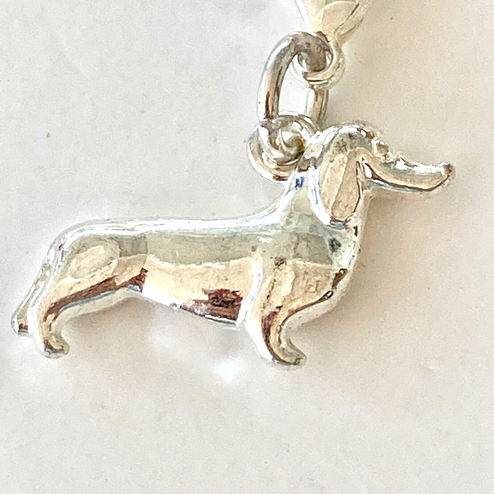 Dachshund Doxie Dog Bead Clip On Charm Bracelet Silver Plated Zipper Pull Purse
