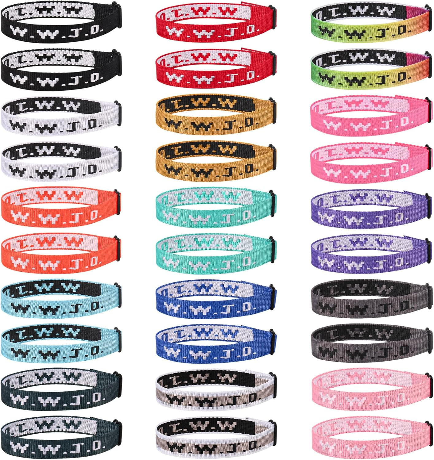 30PCS WWJD Bracelet Pack for Women Men, Christian Jesus Wristbands Gifts, W.W.J.