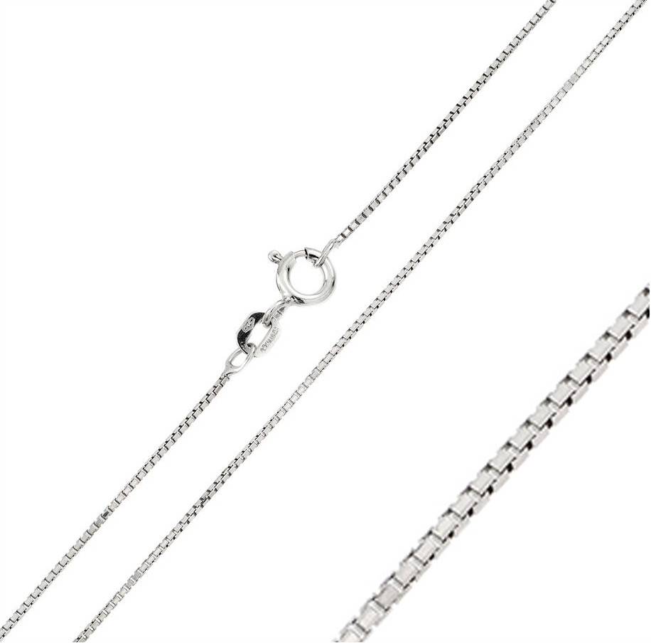 Sterling Silver Italian Box Chain 0.8 mm Thickness Chain Necklace Z05