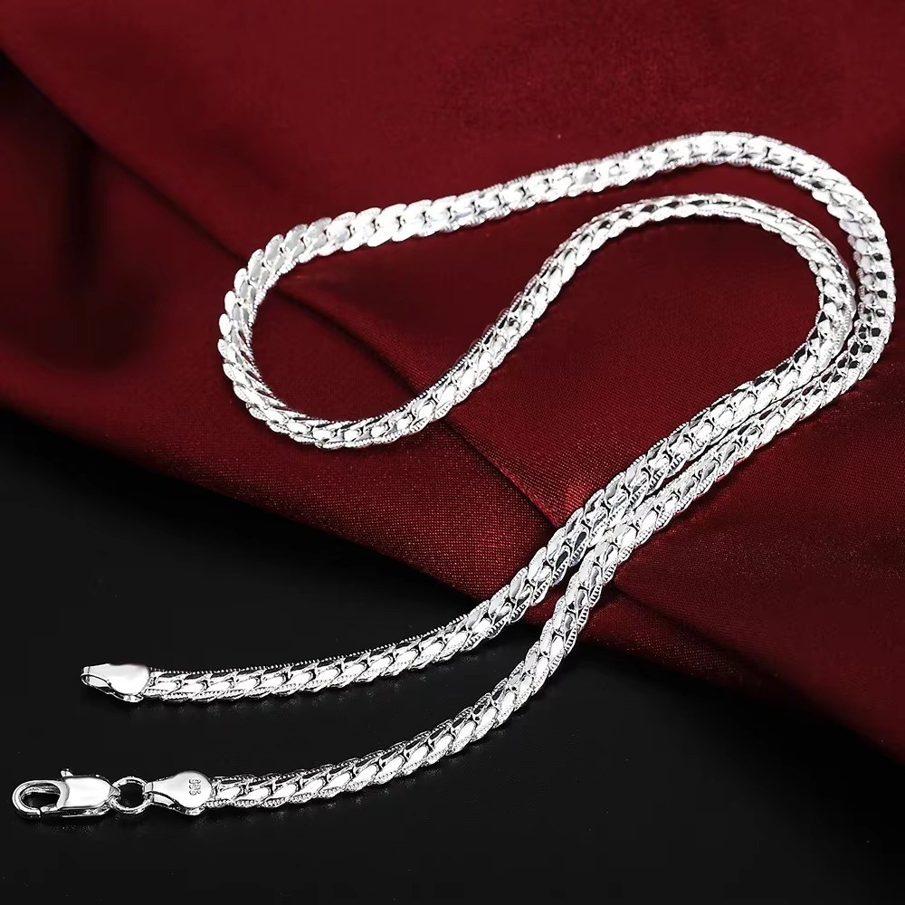 925 Sterling Solid Silver Chain Necklace Jewelry Fashion Gift for Women Men