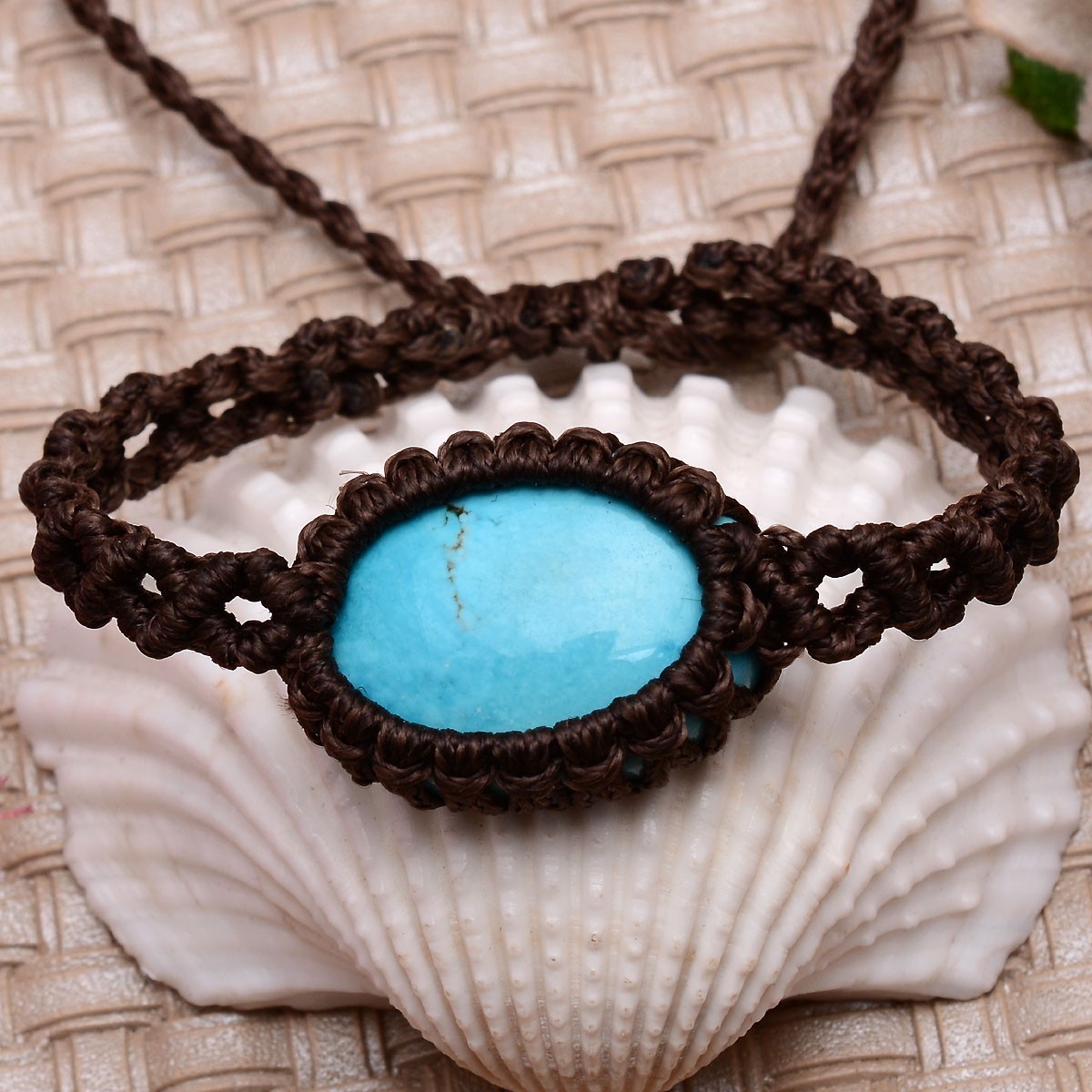 Natural Turquoise Micro Macrame Wrist Talisman – Handwoven Boho Unique Jewelry