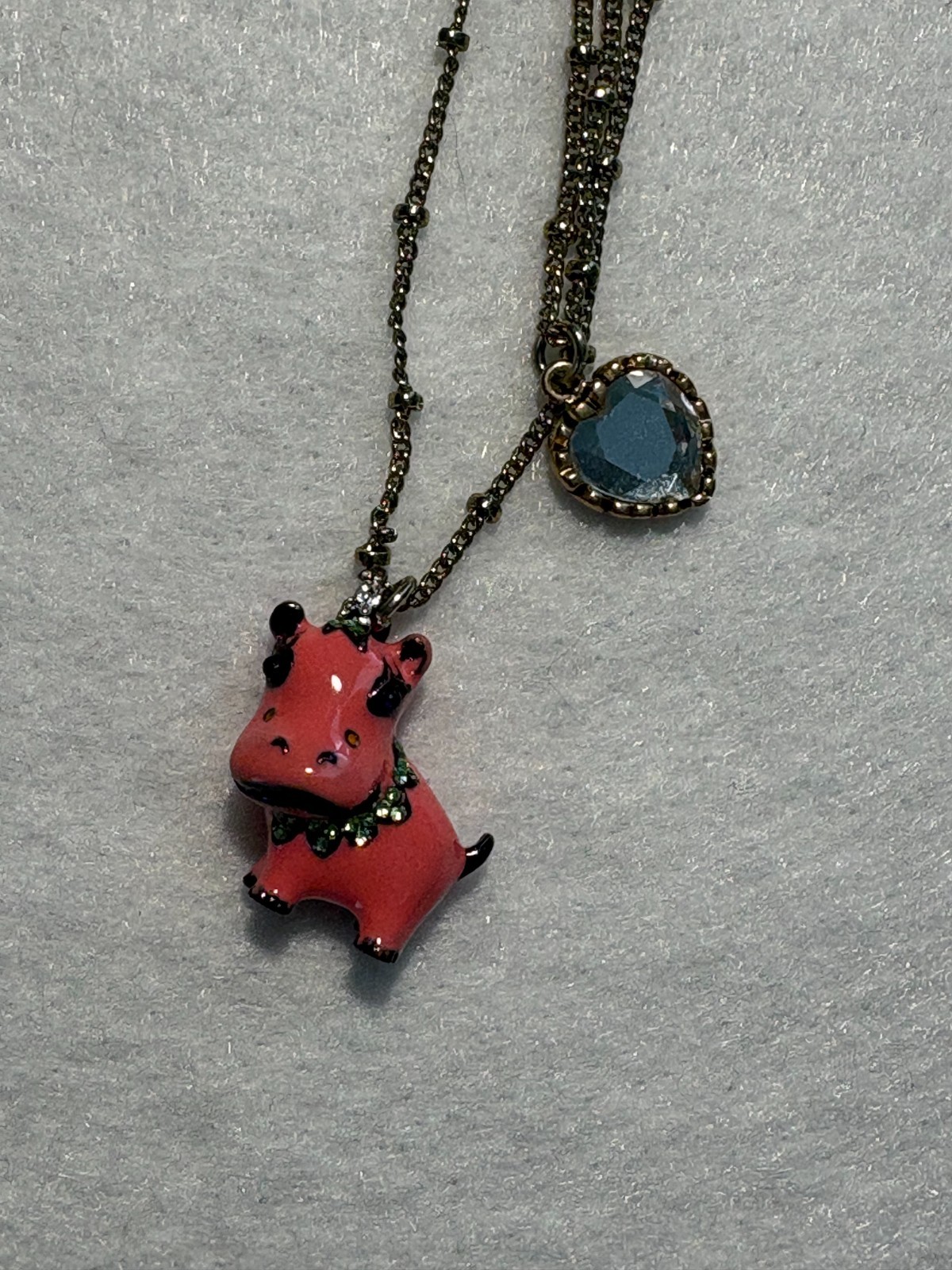 Betsey Johnson Zoo Animals Hippo Double Strand Necklace