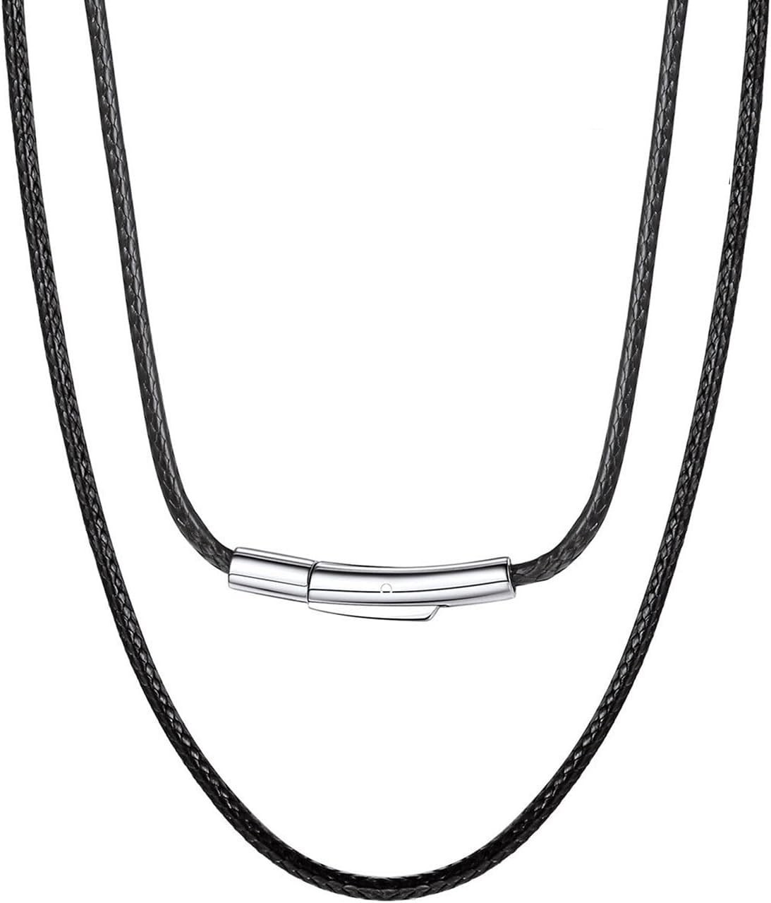 Men’s Waterproof Leather Necklace Cord – Custom Lengths 16-30 in., Snap Clasp