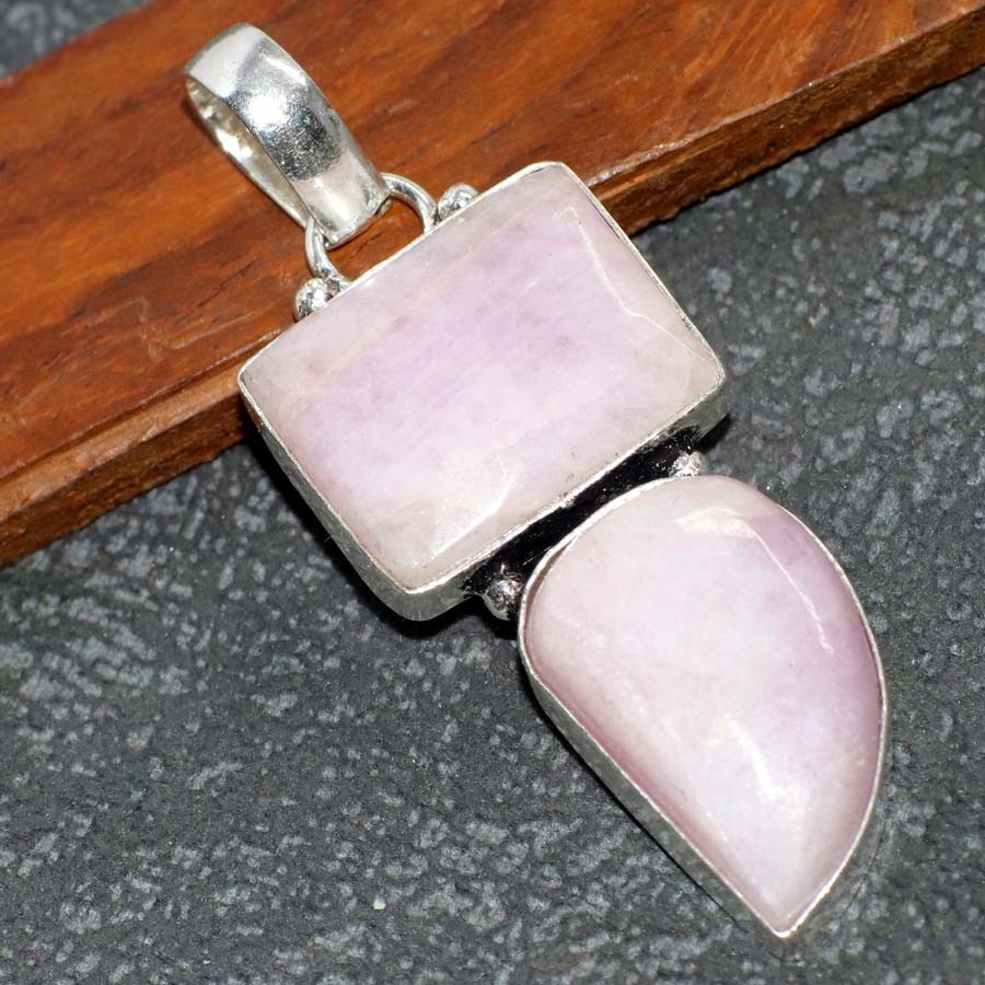 Long Kunzite 925 Silver Plated Pendant 2″ New Year Gift JW