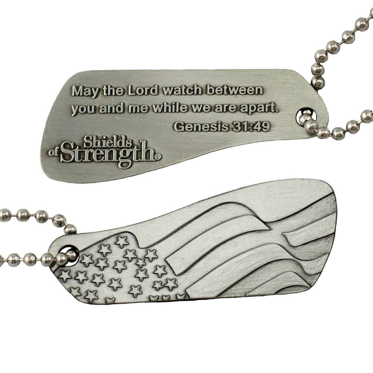 Genesis 31:49 Split Shield Antique Finish Dog Tag Necklace-2 part