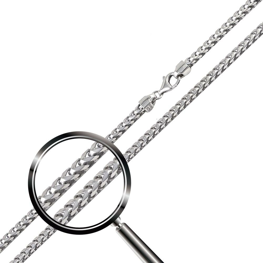 Sterling Silver Rhodium Finish 2.5mm Franco Chain Necklace, Made in Italy