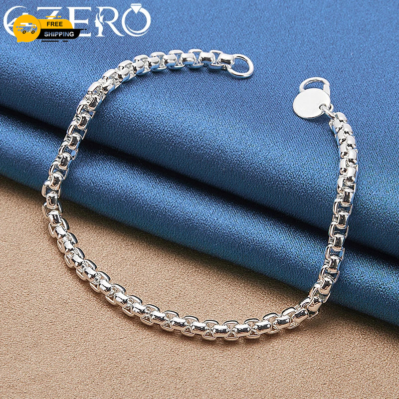 18K Gold Bracelets 925 Sterling Silver 4mm Chain Bracelet For Woman Man