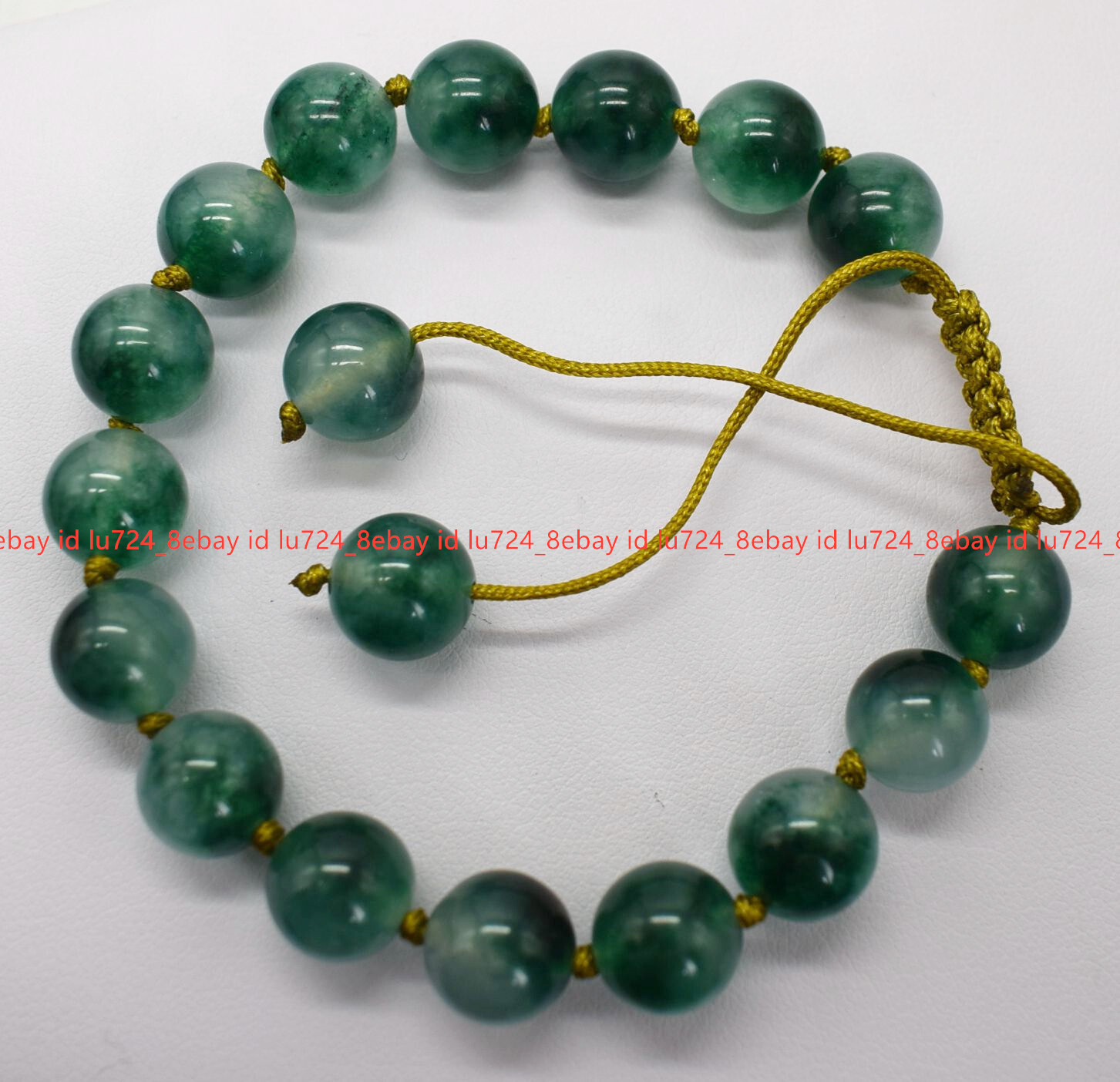 6/8/10/12mm Green Jade Jadeite Round Gemstone Beads Adjustable Bracelet 7.5″