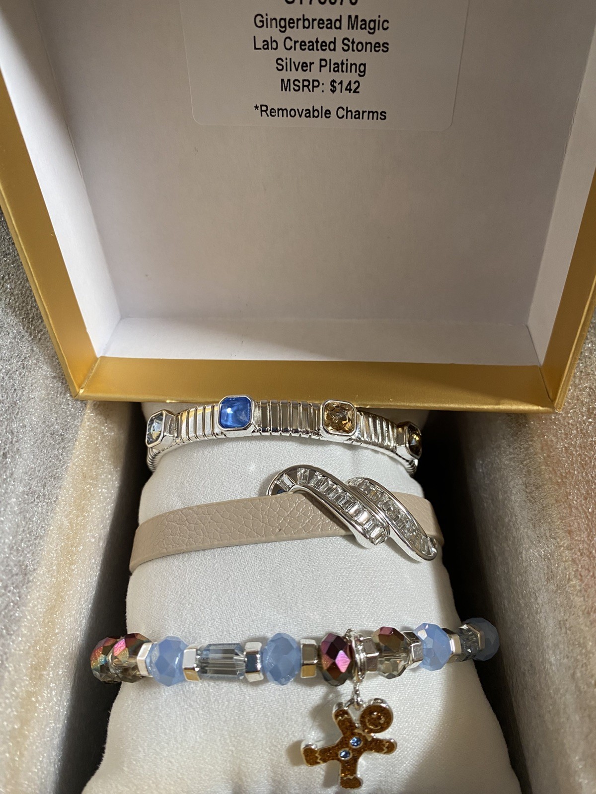 Bomb Party Gem Society Gingerbread Magic Stack Bracelet Silver Plated cuff CHARM