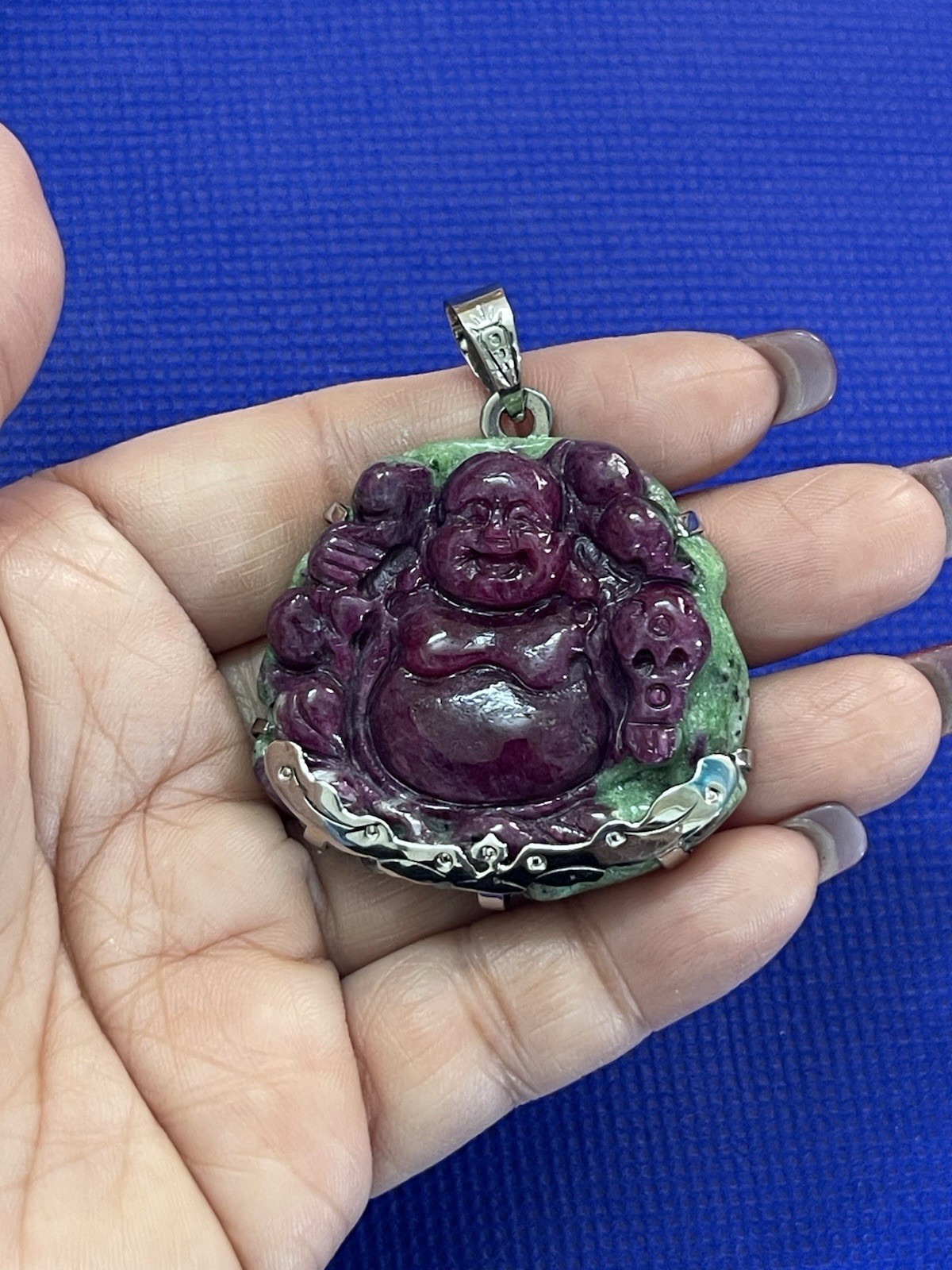 Maitreya Laughing Buddha pendant 100% Natural Ruby . Mặt Dây Chuyền Di Lạc