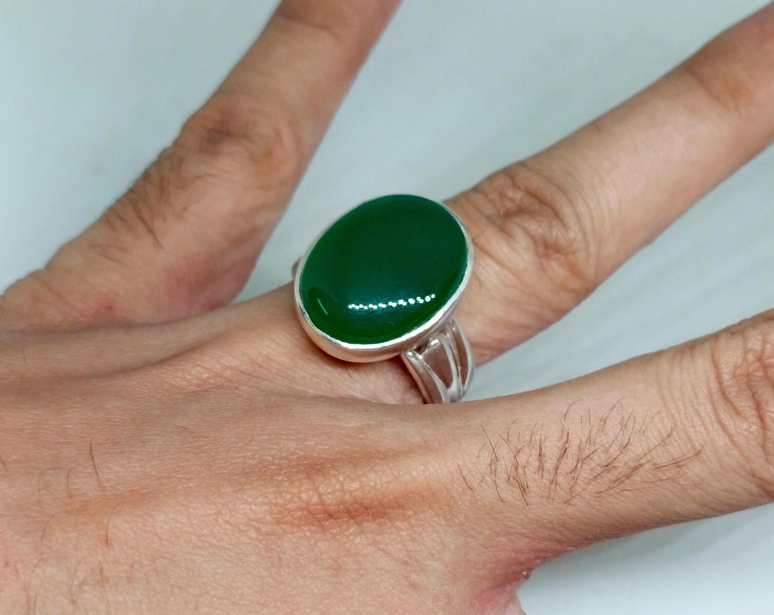 Green Agate Gemstone Sterling Silver 925 Handmade Unisex Ring Everyday Were Ring