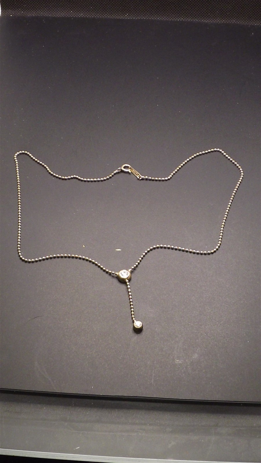 Sterling Silver 925 Necklace With Clear Stones Drop Pendant 4.1Grams 17″ Long