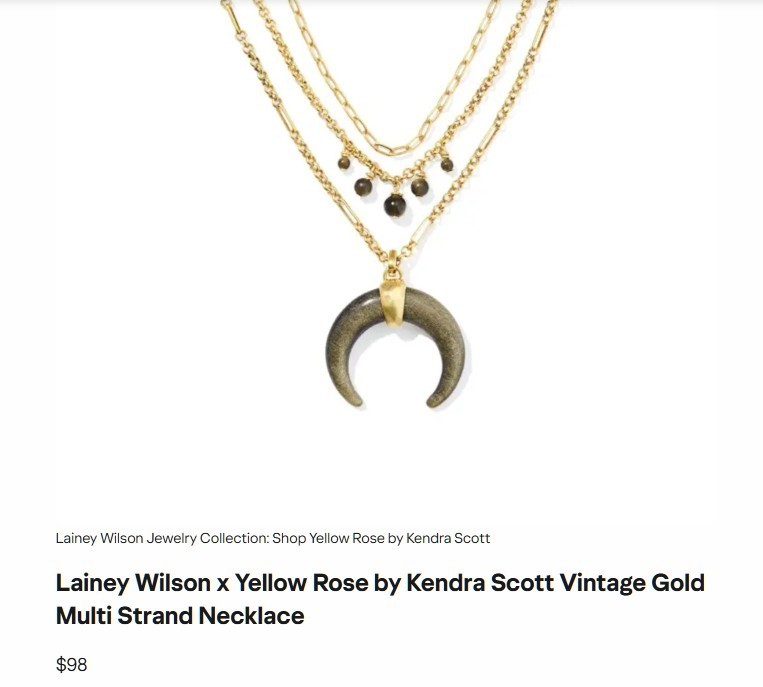 Lainey Wilson Yellow Rose Kendra Scott Multi Strand Crescent Necklace Whirlwind