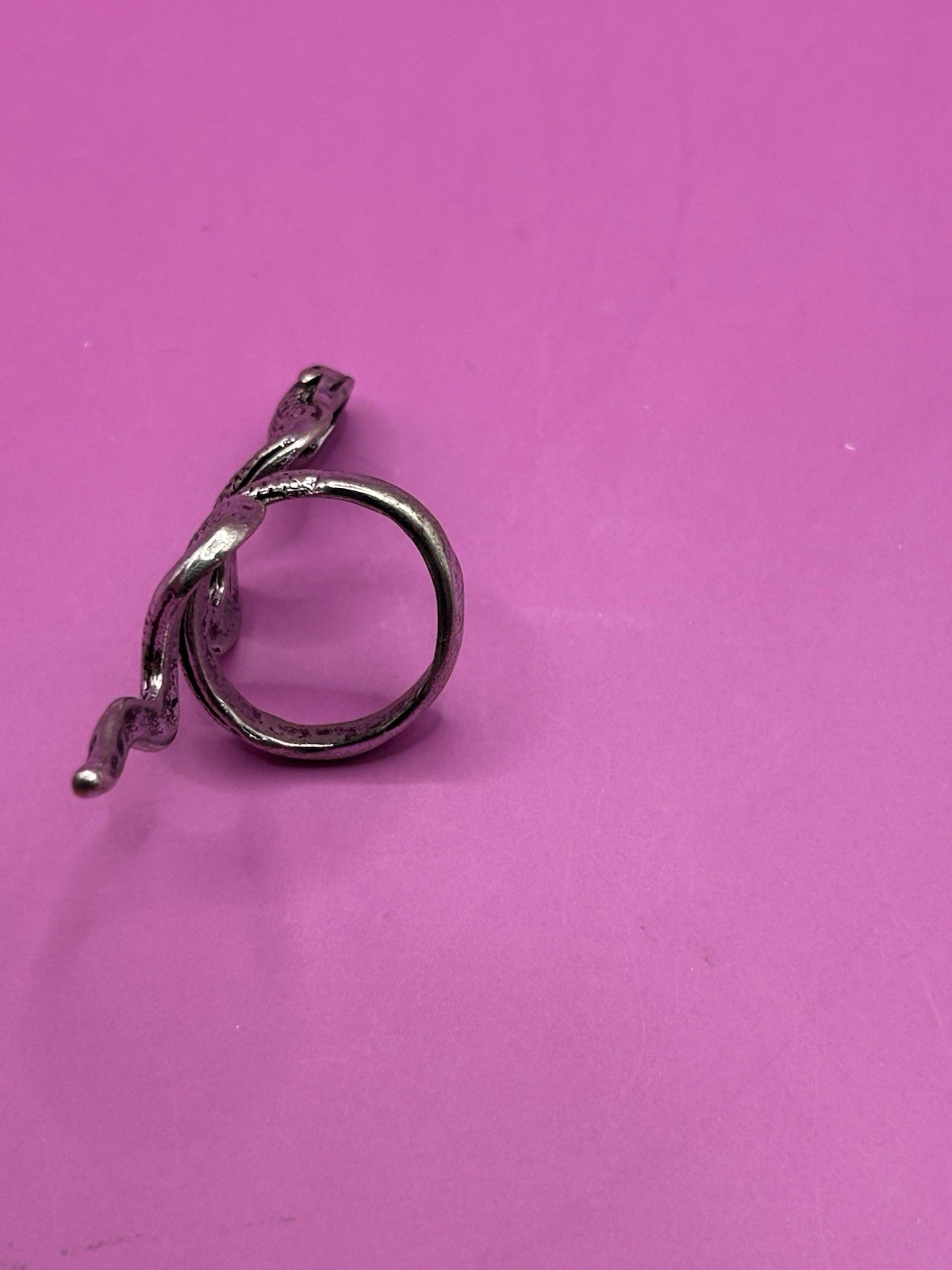 Silver Tone Slithery Snake Ring Wrap Around Reptile A