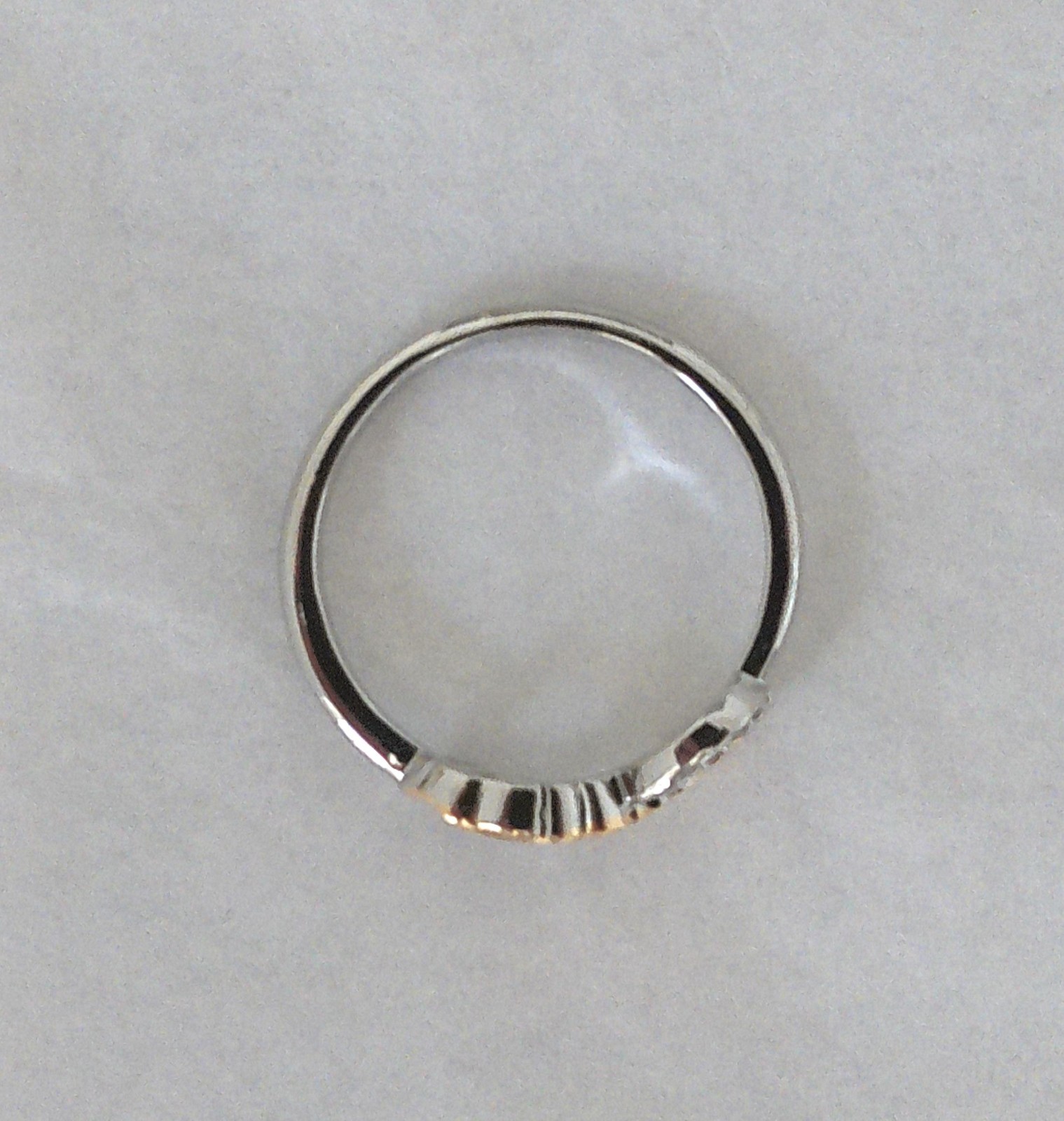 New Silvertone Eternal Infinity Loop with Goldtone Feather Accent Ring Size 7.75