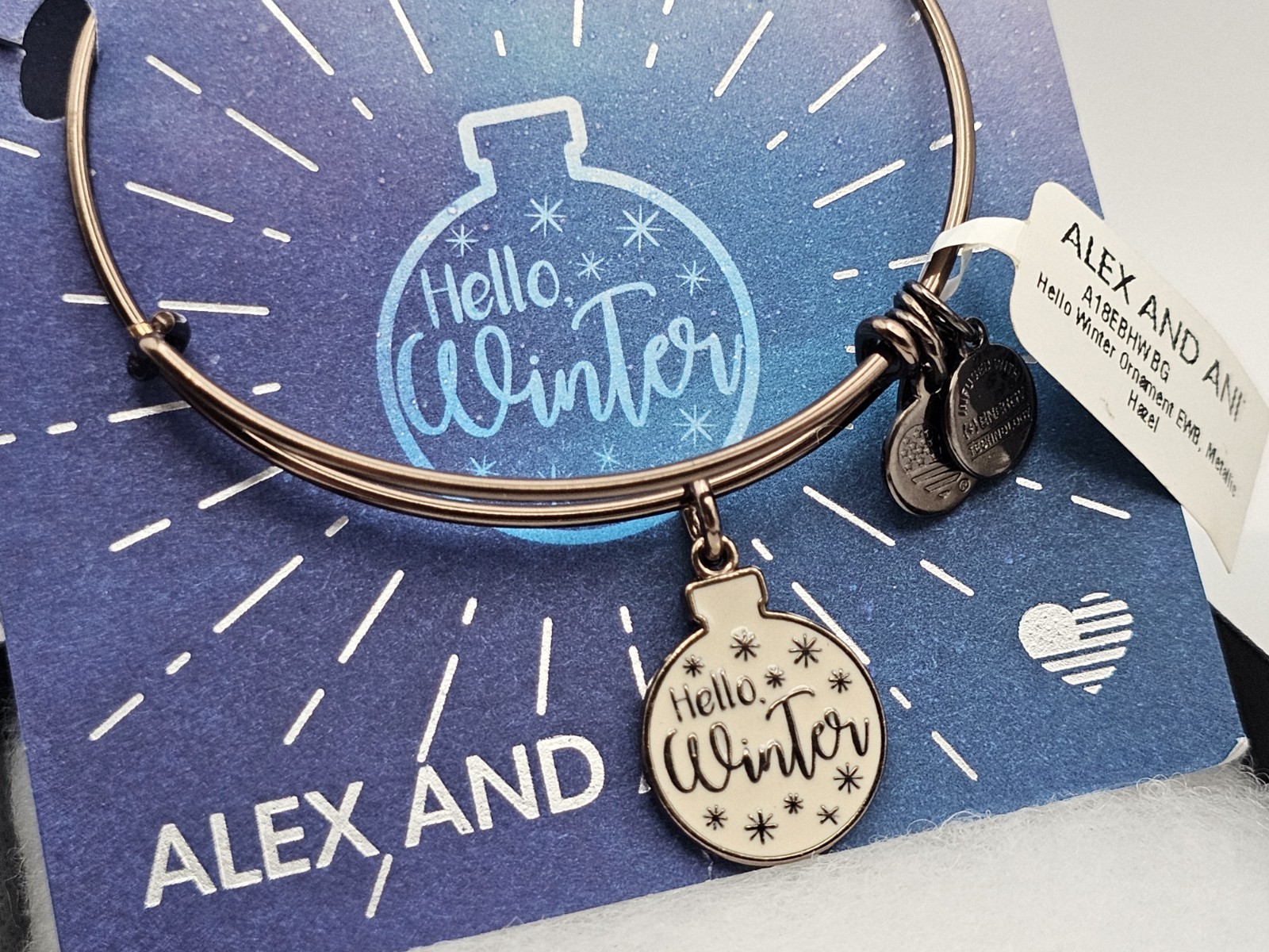 Authentic Alex & Ani Hello Winter Ornament, Metallic Hazel Charm Bracelet ✨️ 🎄