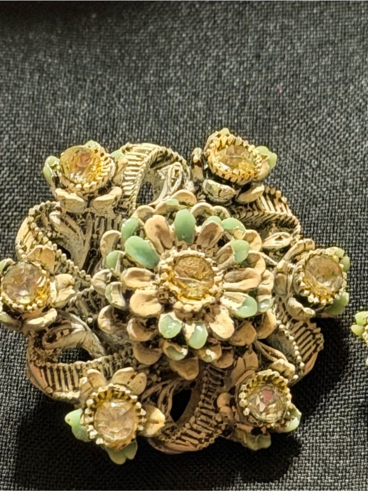 Source Unknown Gold-Tone Floral Stud Earrings with Mint Accents