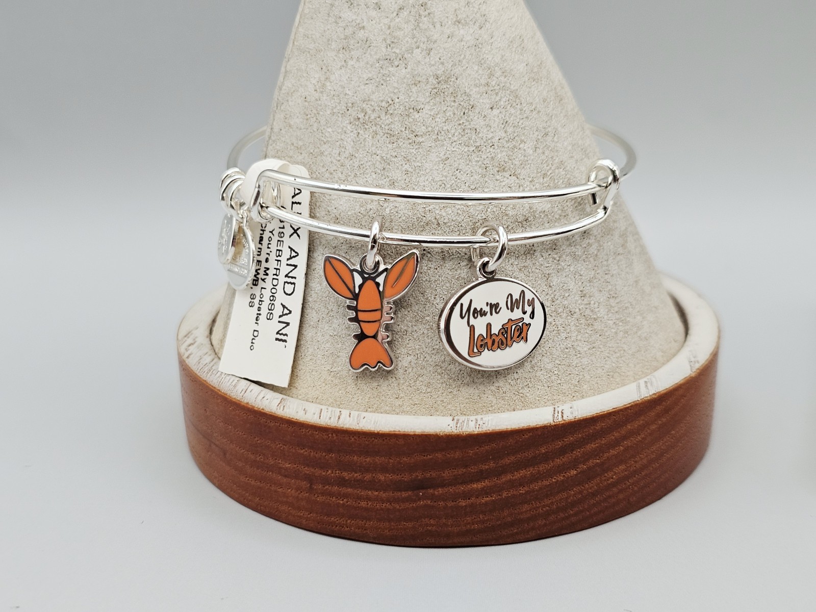 Alex & Ani FRIENDS YOUR’E MY LOBSTER DUO Silver Bangle New W/Tag Card & Box 🎁
