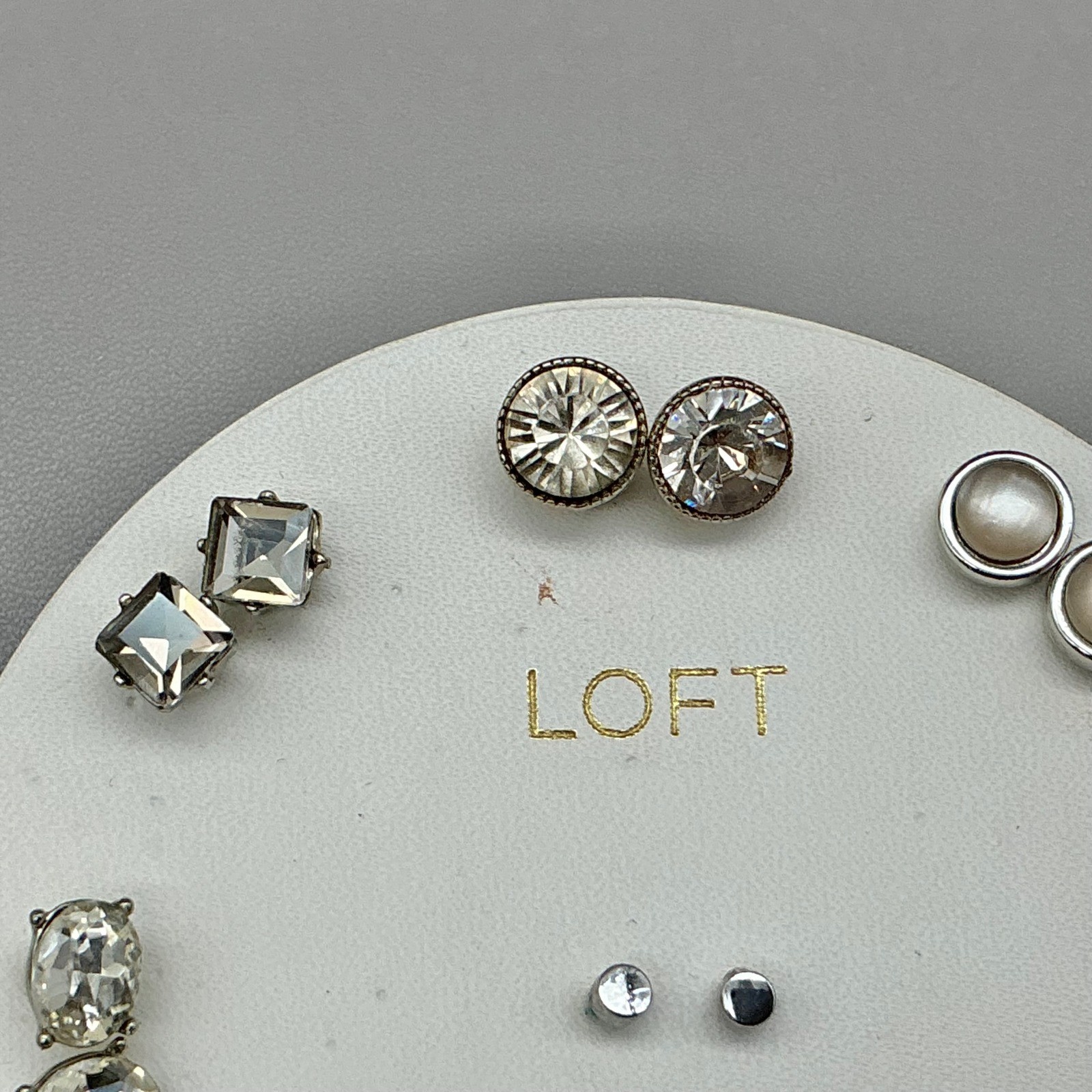 LOFT Earrings Women Multi Gold Tone Silver Tone Crystal Faux Pearl Studs 0.25″