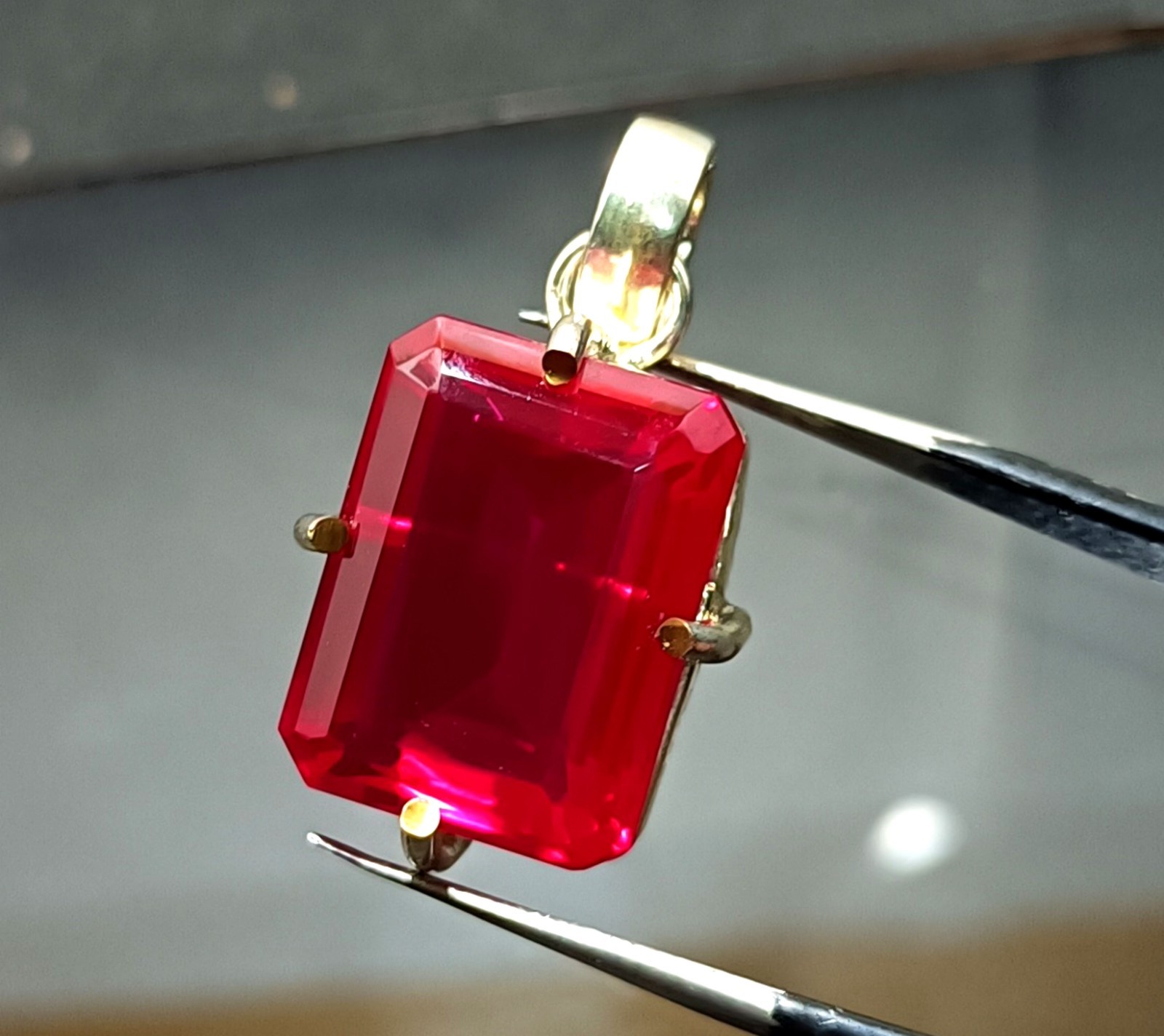 Natural Certified Red Ruby 45.20 Ct Emerald Cut Loose Gemstone Silver Pendant