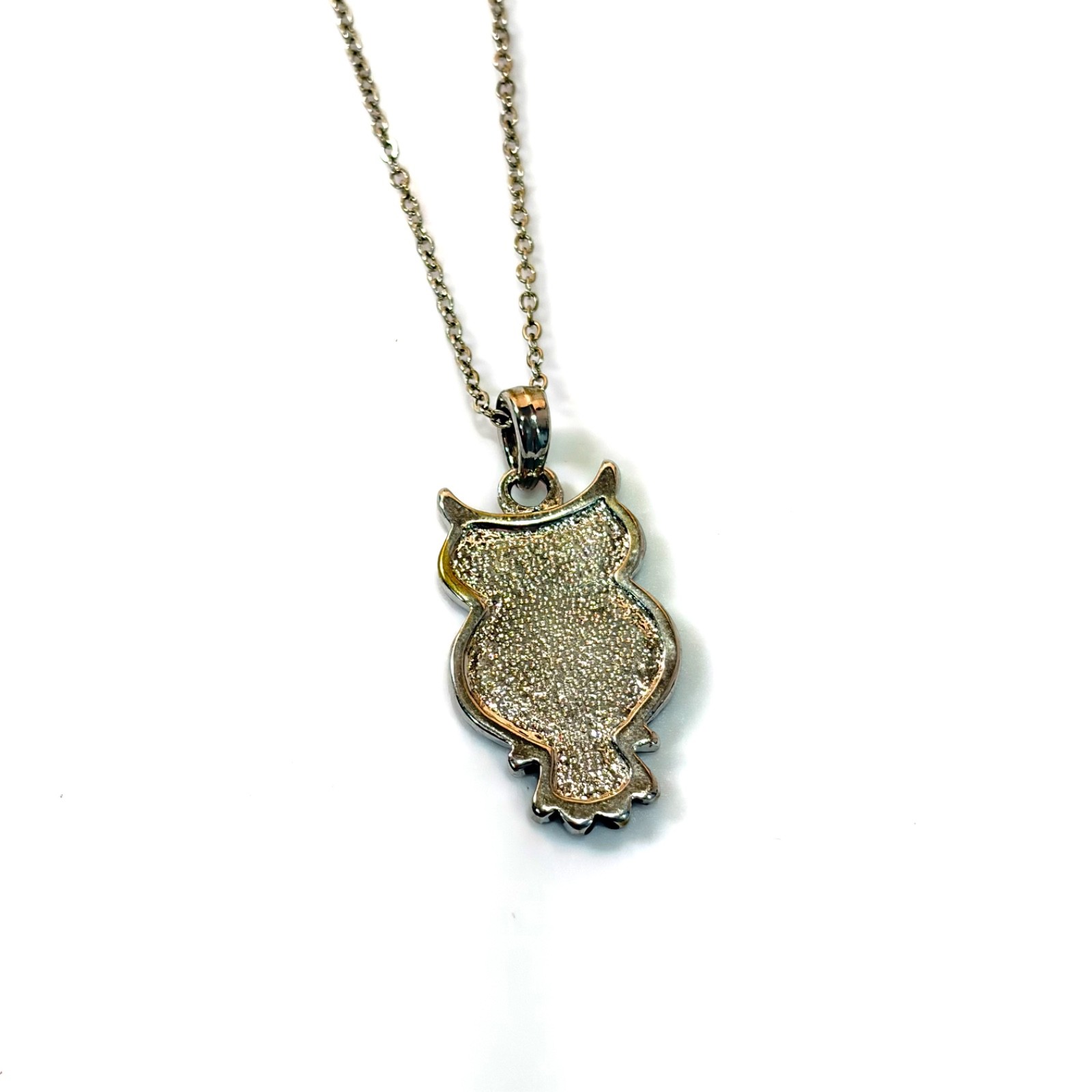 Cute Iridescent Abalone Shell Owl Pendant Necklace With Hinged Box