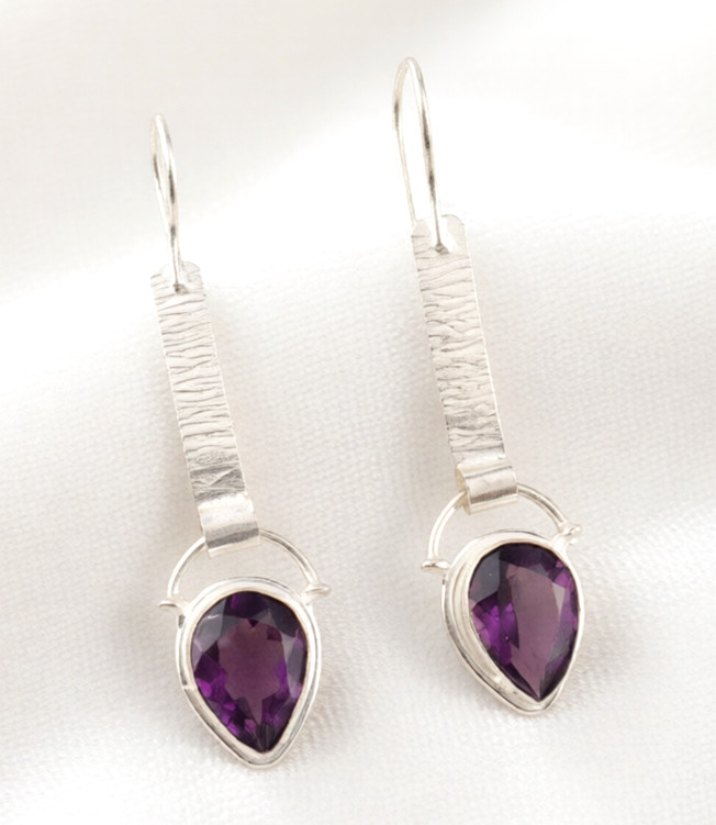 African Amethyst Gemstone 925 Sterling Silver Handmade Jewelry Earrings 2.2″