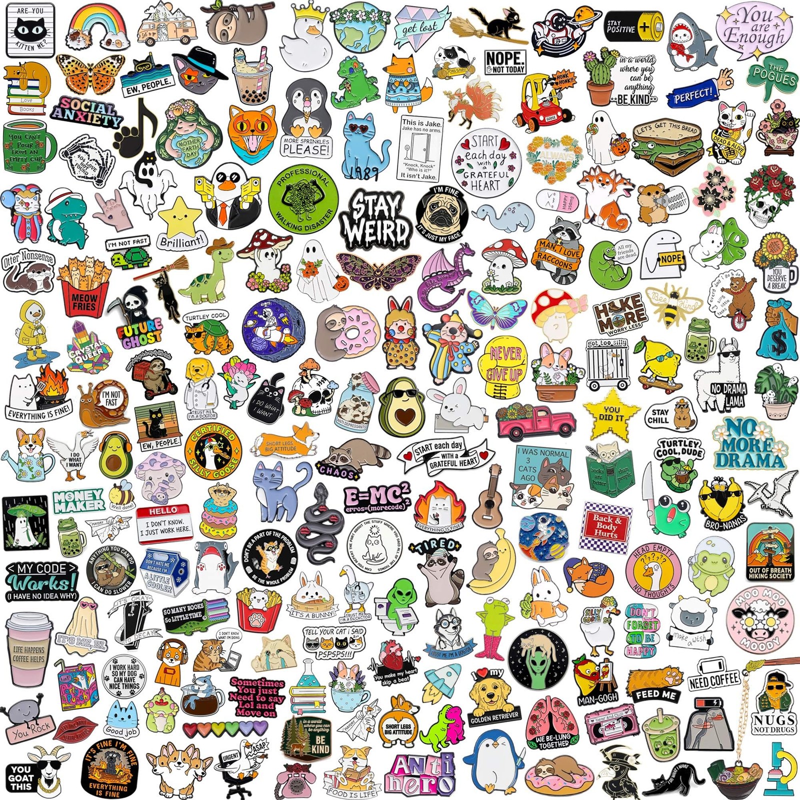 20/40/50 PCS Cute Enamel Pins Bulk, Funny Backpack Pins Aesthetic Lapel Badge…