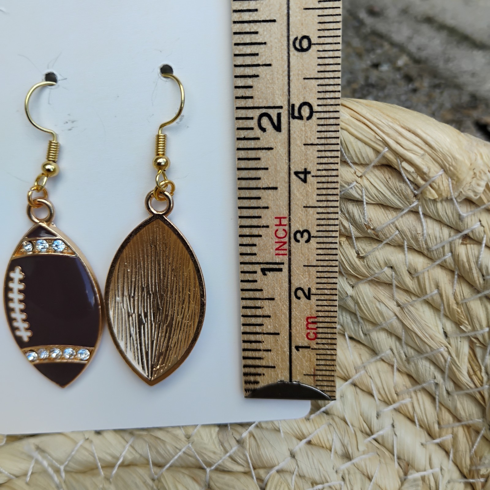 Football Dangle Fishhook Earrings Gold Plated Nickel Free Sports Fall women’s
