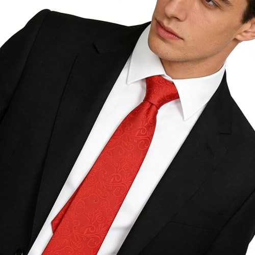 Mawjom Men Women Neckties Fashion Polyester Plaid Ties for Party Business Red