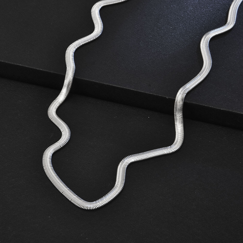 925 Sterling Solid Silver 6MM Flat Snake Chain Men & Women Necklace 16-30 inches
