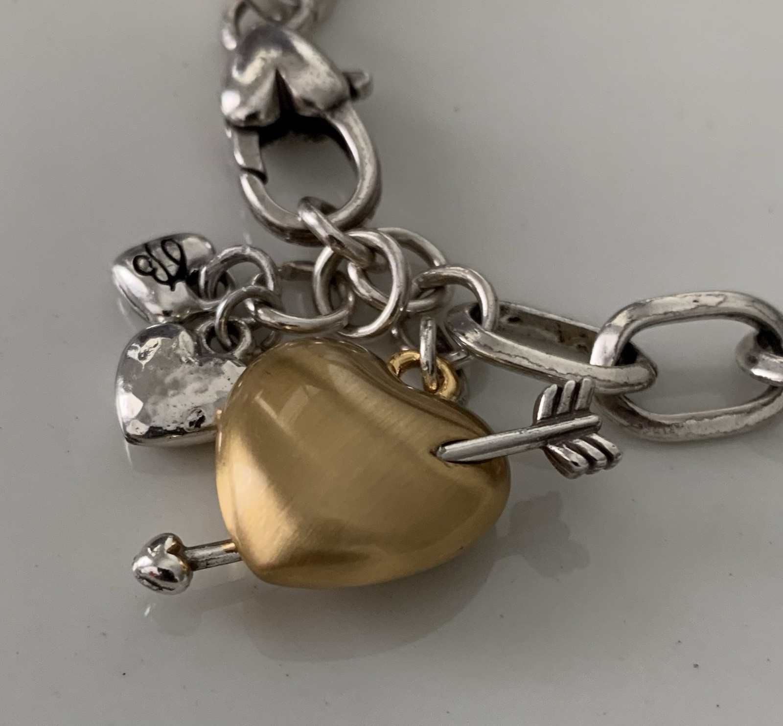 Brighton CUPID’S HEART, Circa 2015, Size 8 Inch Bracelet Remix, Two Tone