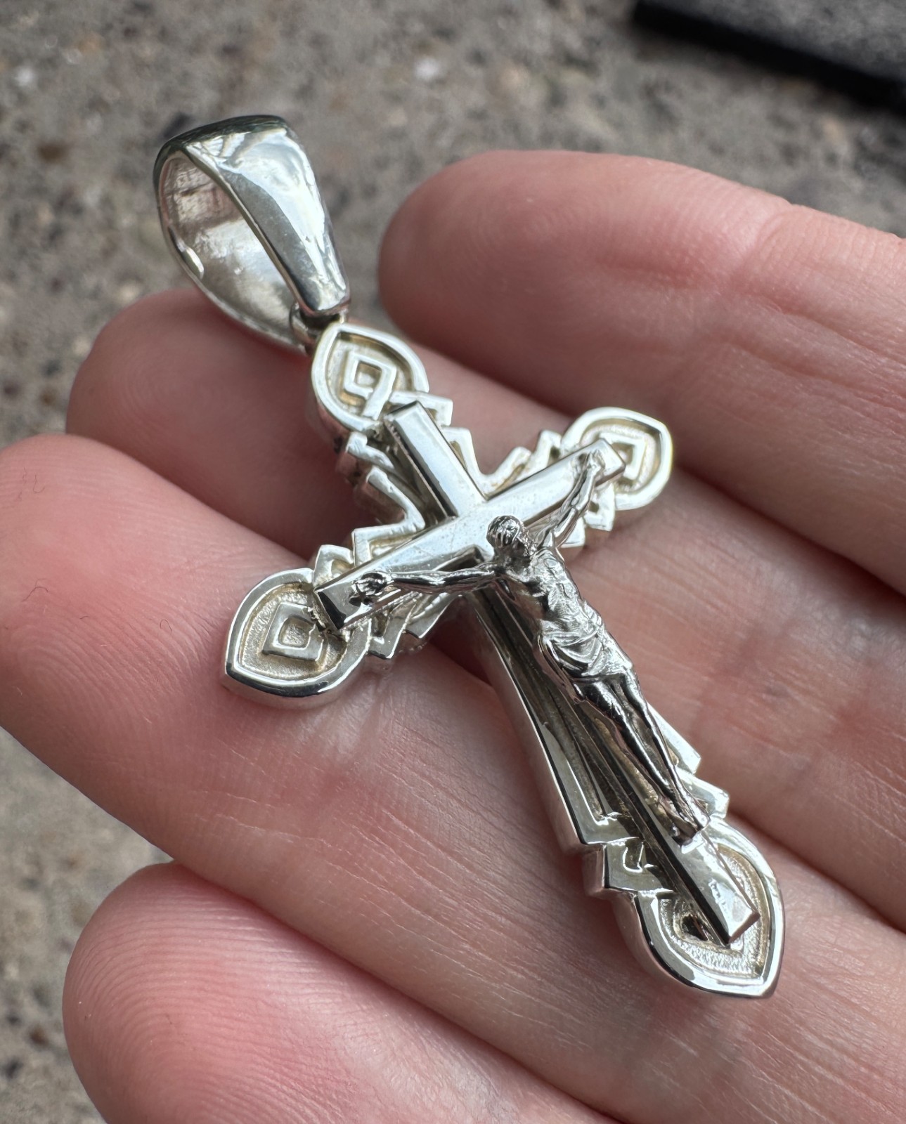 Celtic Cross 2″ Crucifix Jesus Christ Pendant Solid Sterling Silver 925 12.5g