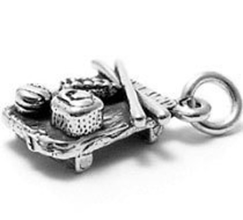Sushi Plate 3D Yum! Japanese Food Guaranteed 925 Sterling Silver Charm