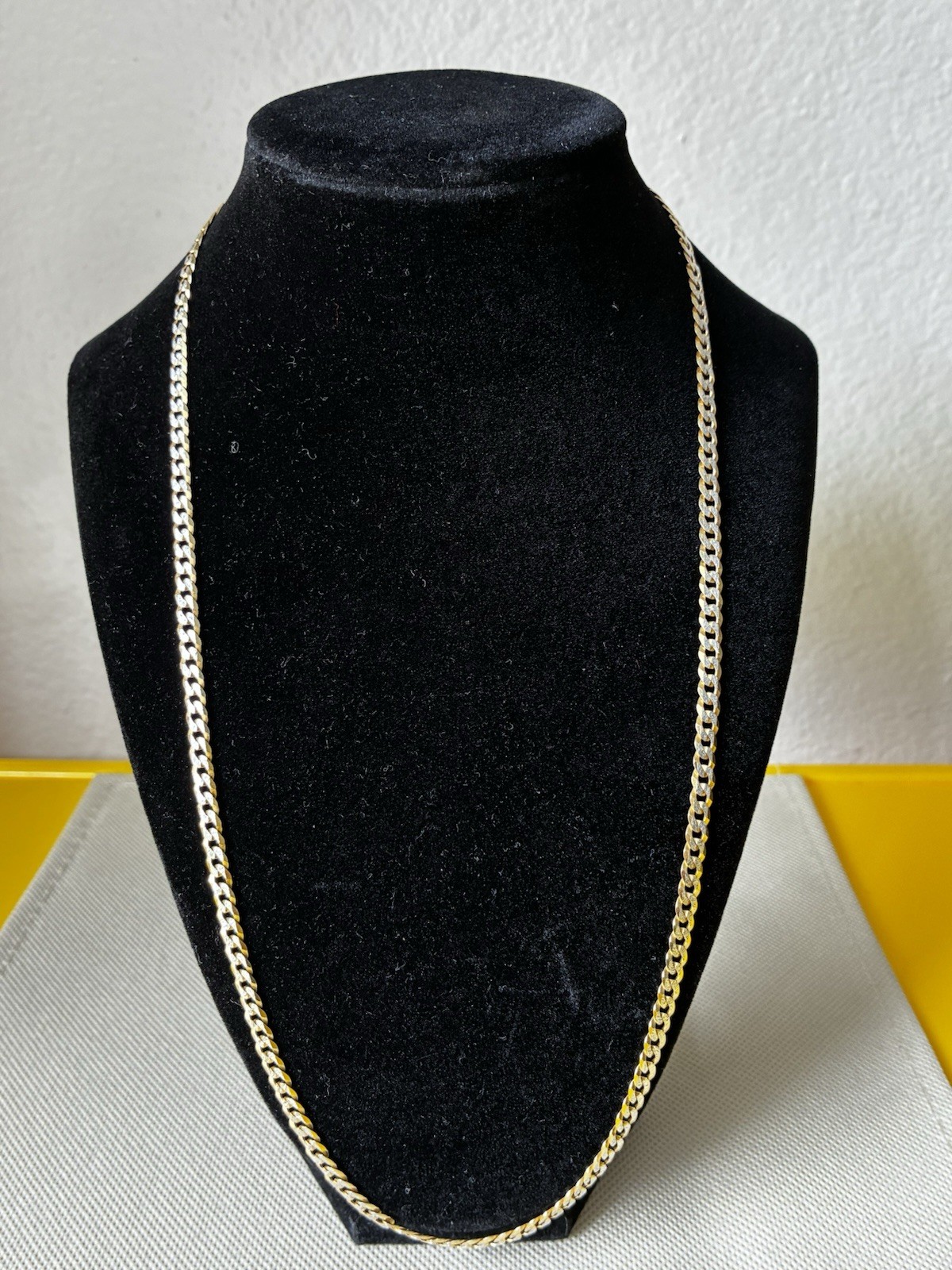925 Sterling Silver 24”, 3.5mm Two Tones Gold and Silver Cuban Link