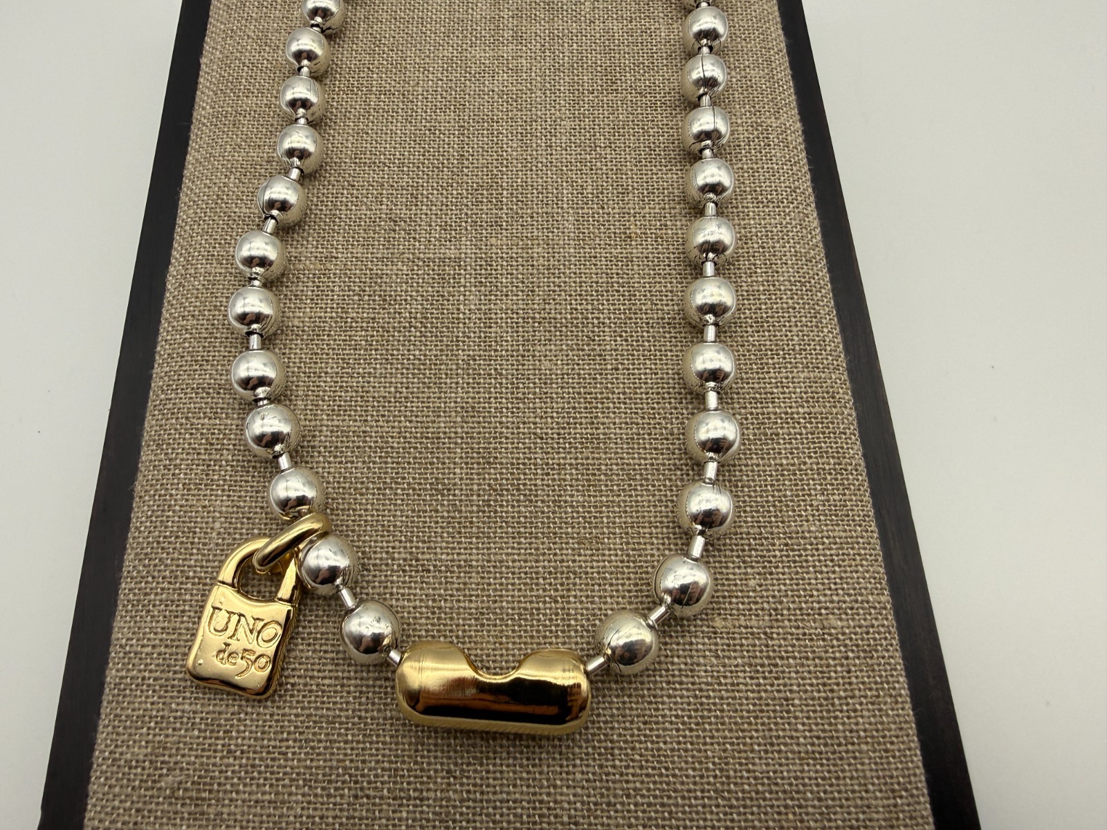NEW Uno de 50 SNOWFLAKE Necklace Silver & Gold Plated Beaded Ball Chain Accent