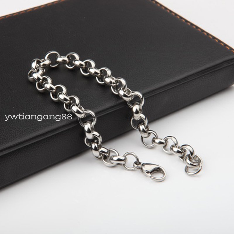 7-11″3.5/4.7/6/8mm Women Men’s 316L Stainless Steel Silver Rolo Chain Bracelet