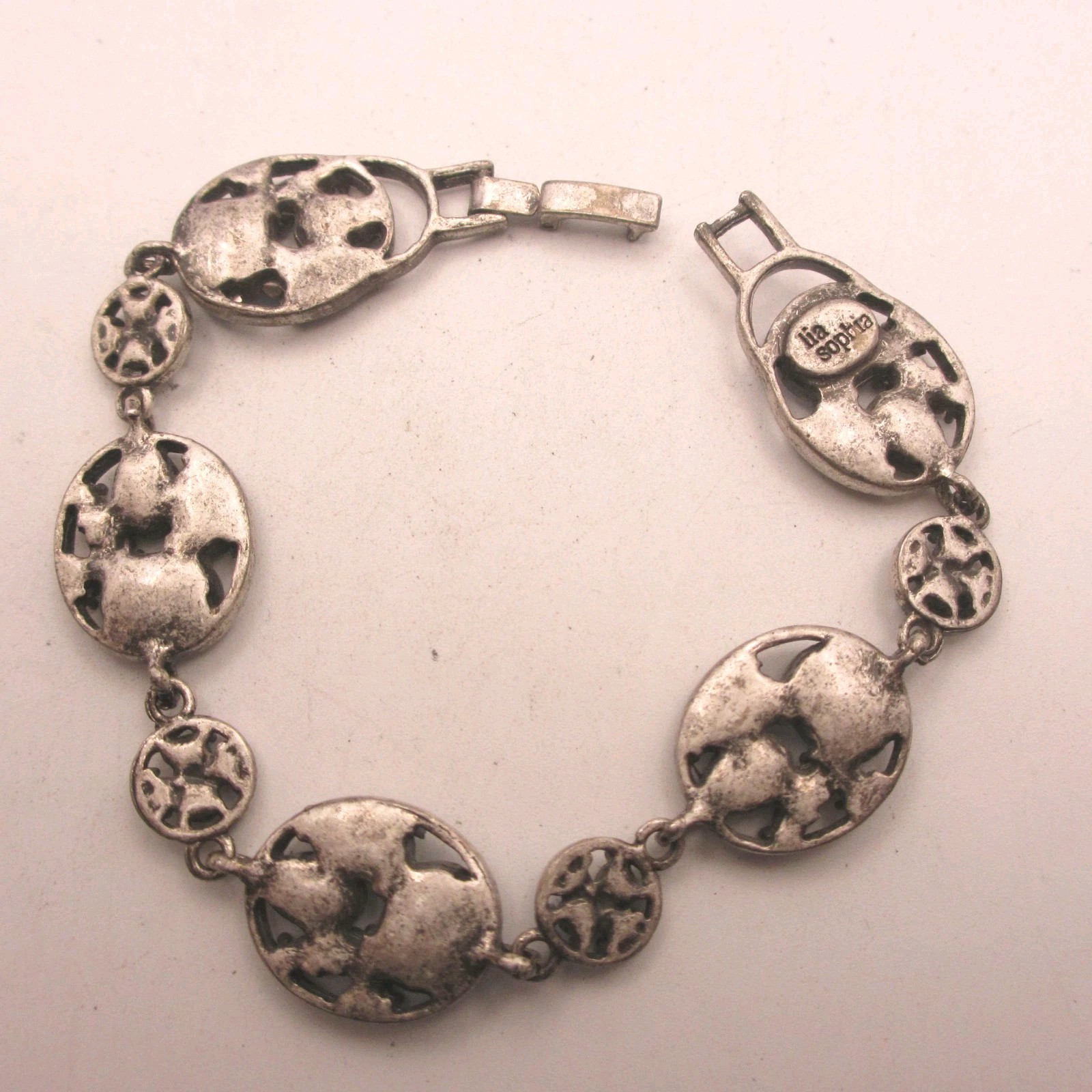 Lia Sophia Bracelet Rhinestone Crystal Blue Green Silver Tone