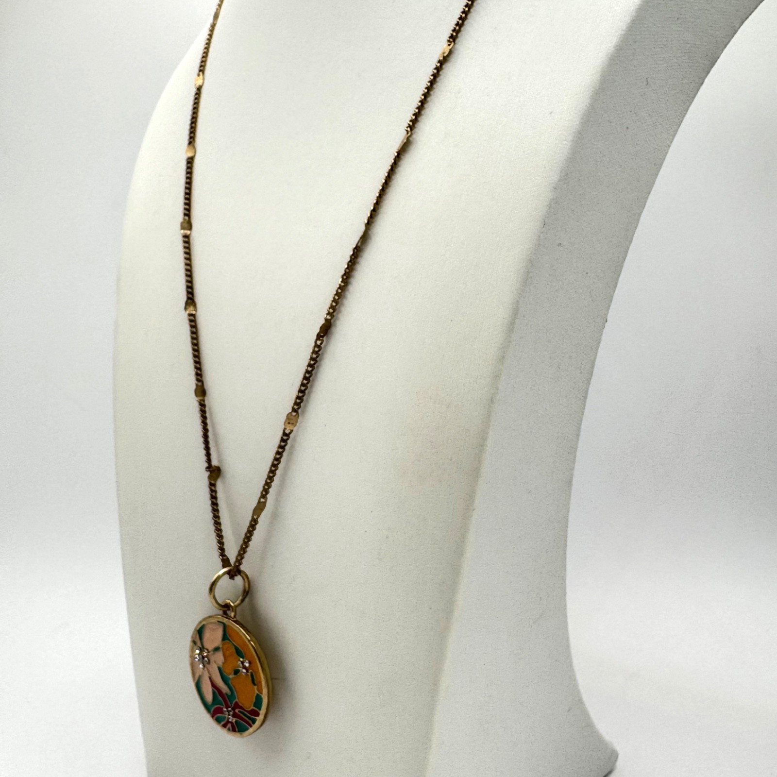 Lilly Pulitzer Lilly Lover Enamel Floral Pendent Necklace Gold Tone Rhinestone