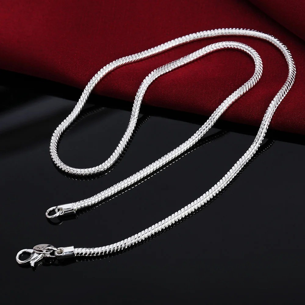 925 Sterling Solid Silver Chain Necklace Jewelry for Women Men Fashion Gift