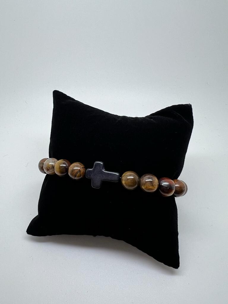 New Collection Bracelets Natural Stone 8mm Cross Elastic Rope
