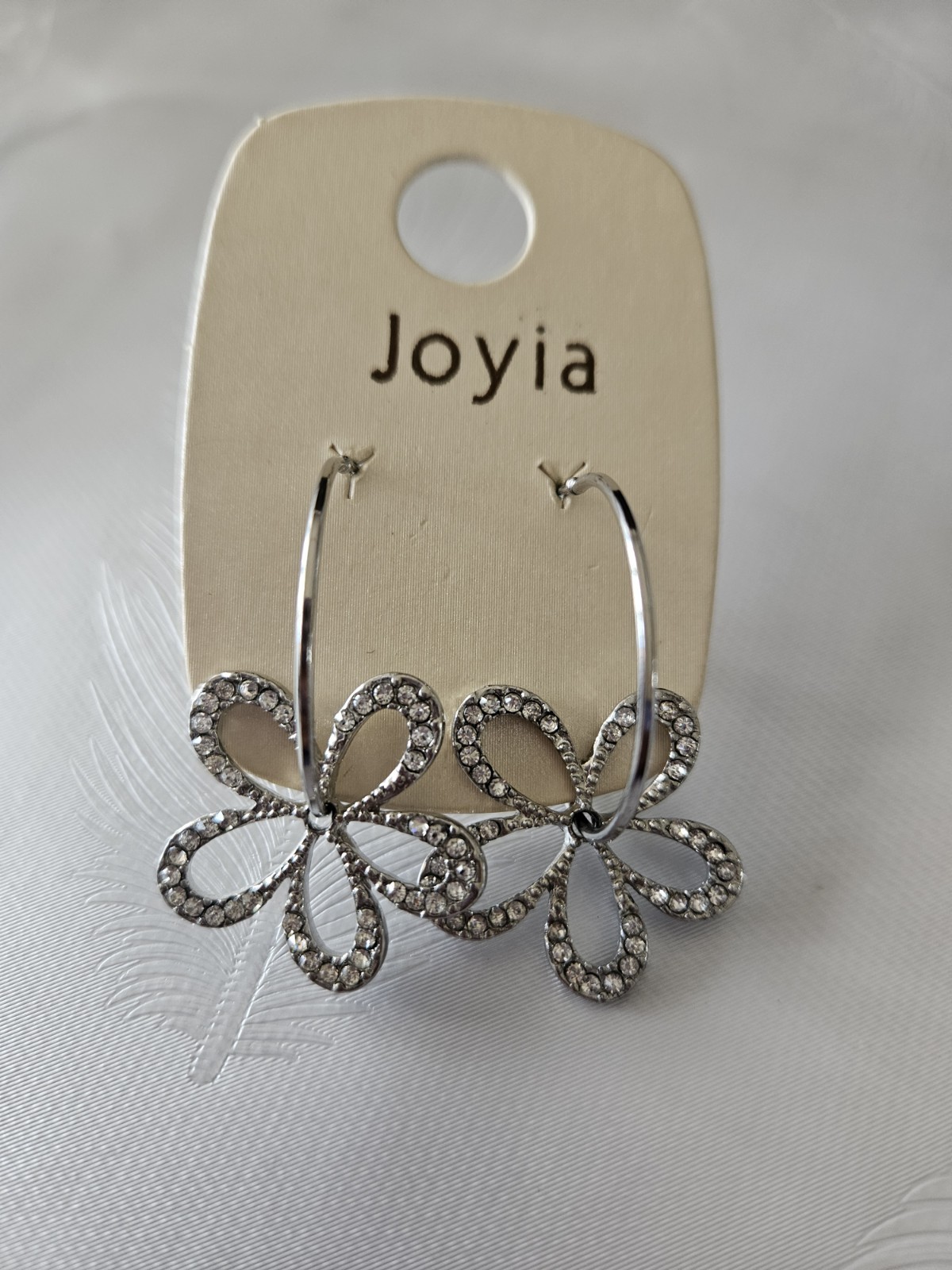 joyia Debenhams silver hoop earrings with crystal flower detail – new with tags