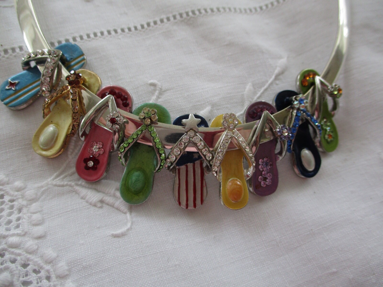SANDALS BRAND Flip-Flop Necklace Charms on STERLING (925) Collar Necklace
