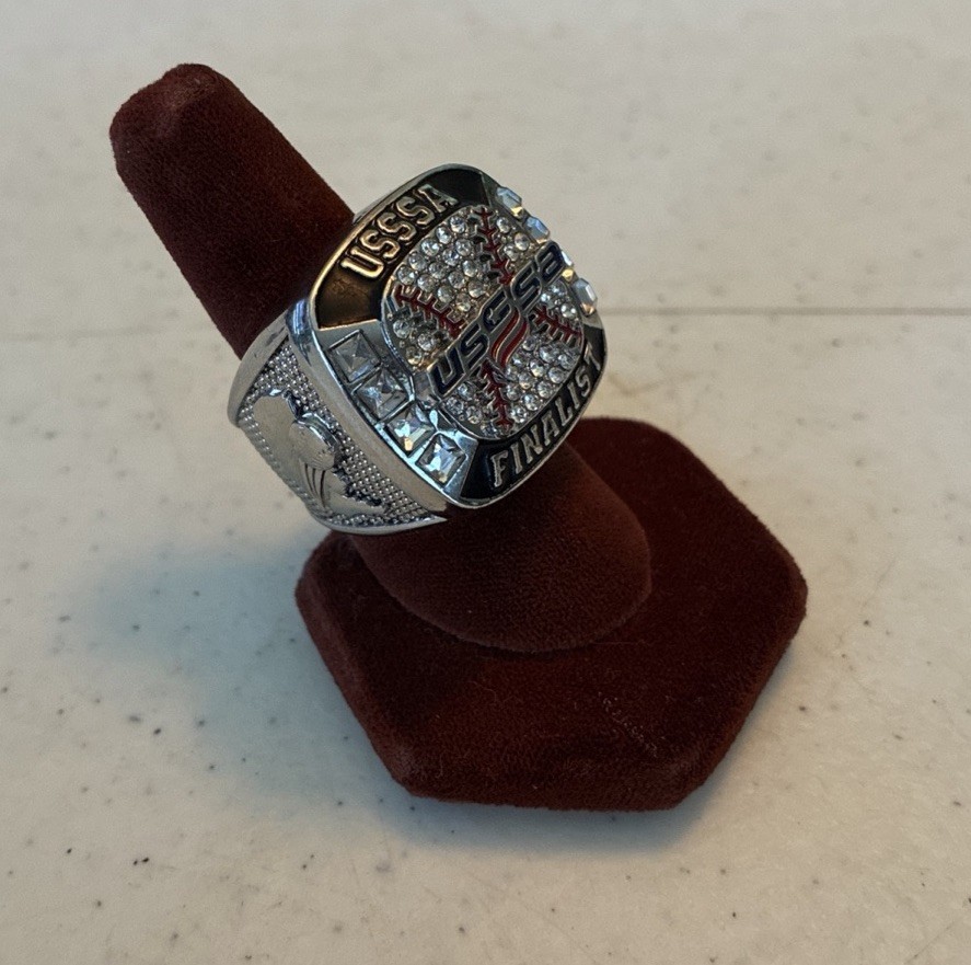 USSSA Finalist Softball Championship Ring Stainless Steel Rhinestone Size 9