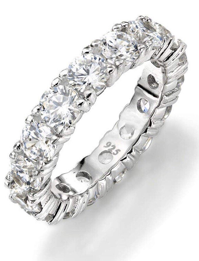 4mm Sterling Silver 925 CZ Eternity Engagement Bridal Band Tennis Ring Size 5-10