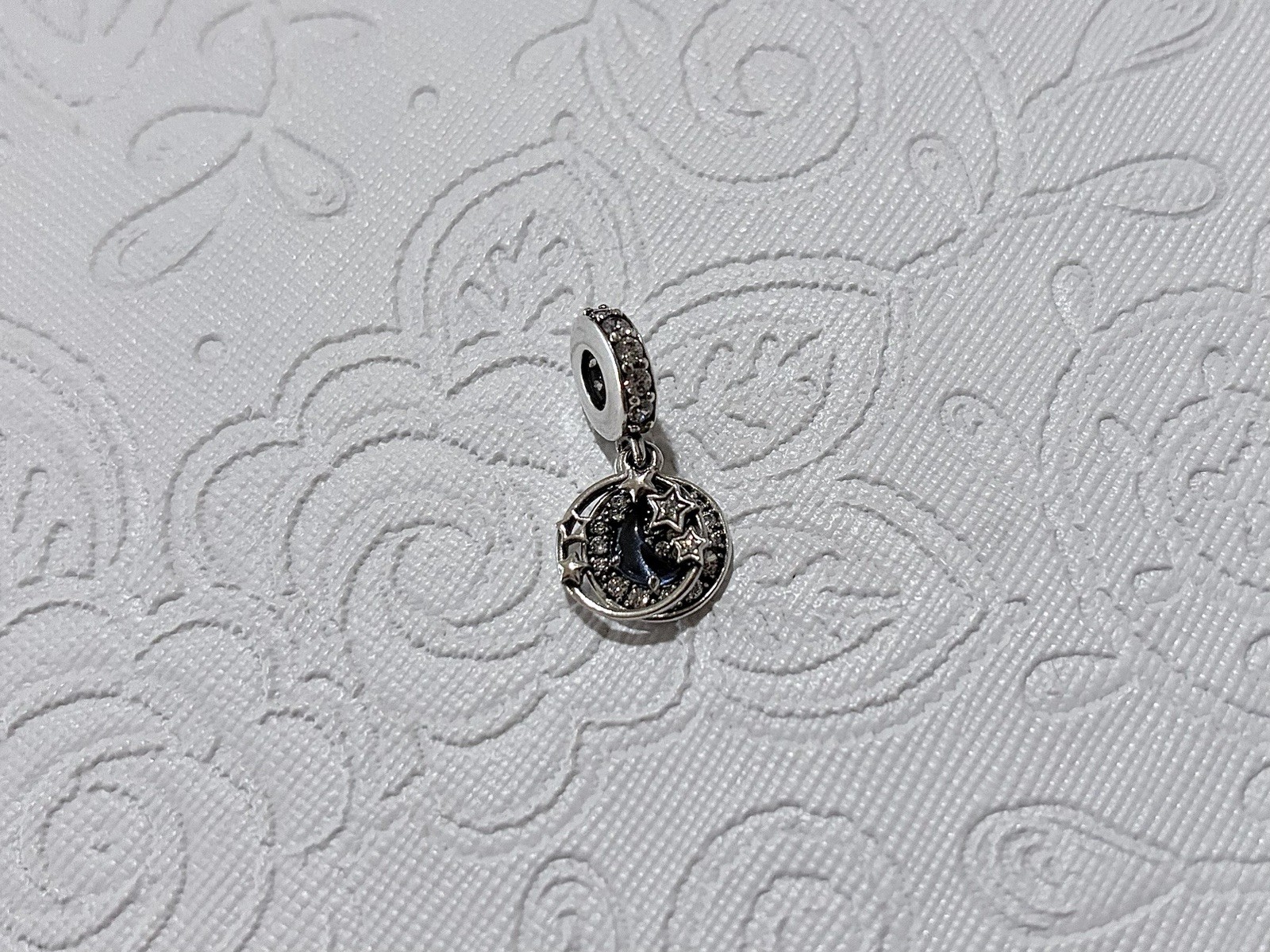 Pandora Blue Night Sky Crescent Moon & Stars Dangle Charm 799216C01