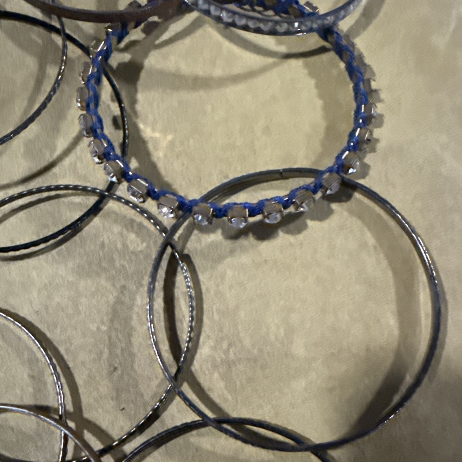 Bangle Bracelets Set (10) Silver and Black