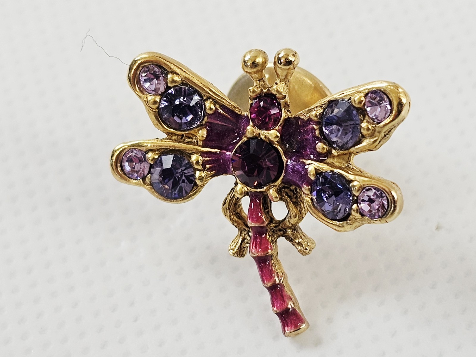 Jay Strongwater Small Dragonfly Pin Swarovski Crystals Enamel Gold Toned Metal