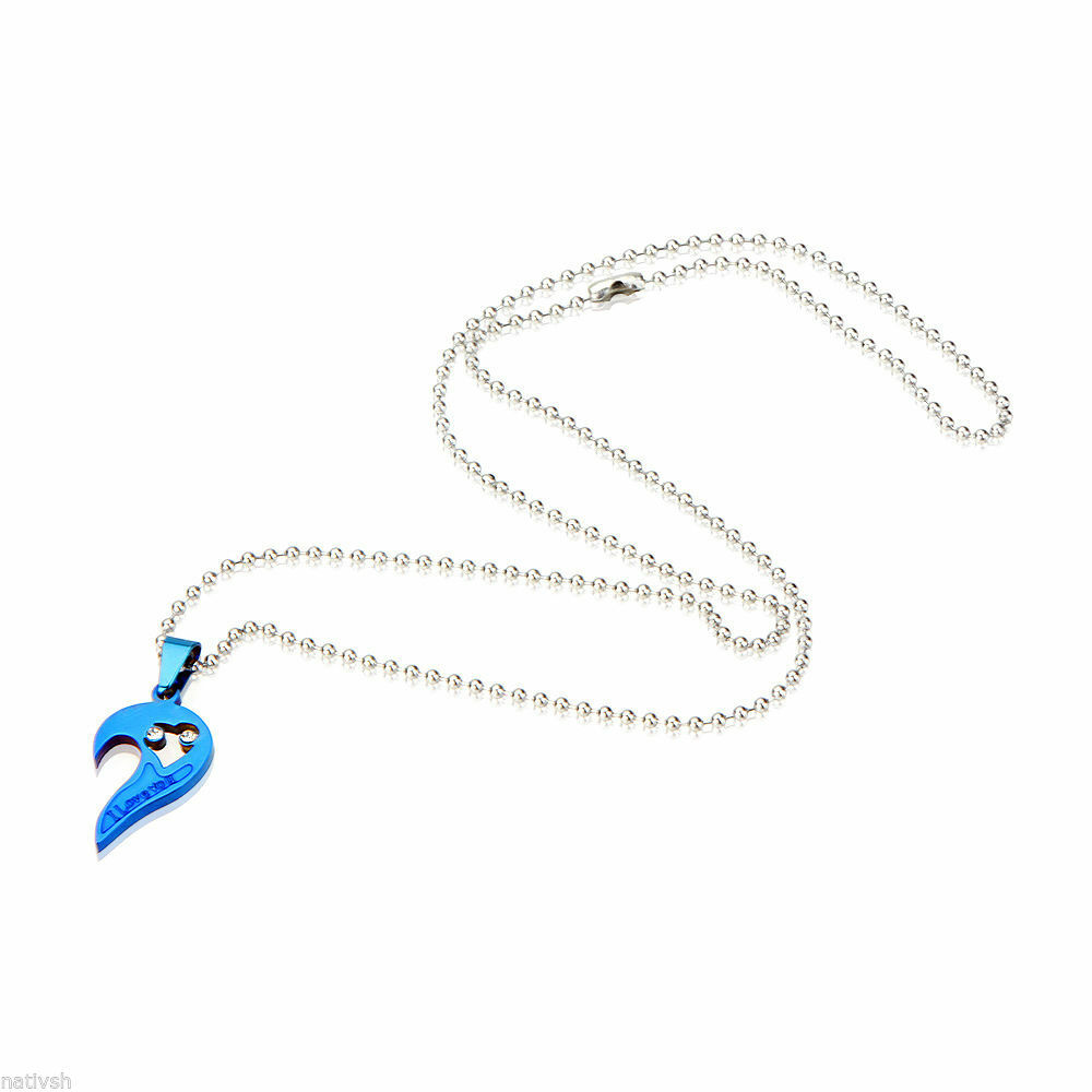 1Set Stainless Steel Couple Necklace Pendant Love Heart Matching With Chain