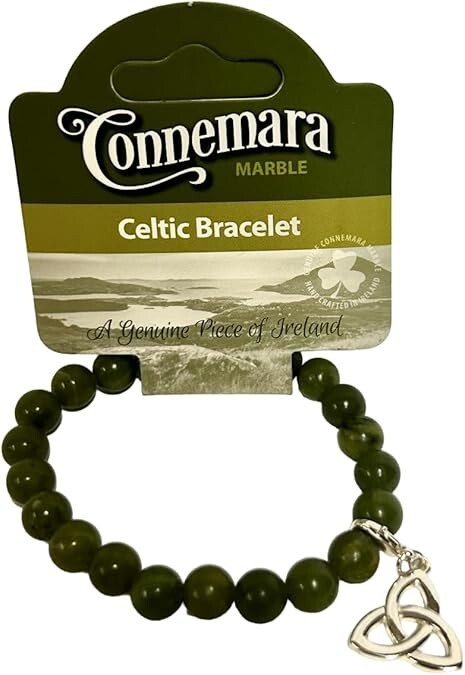 Connemara Marble Celtic Charm Bracelet with Trinity Knot Charm