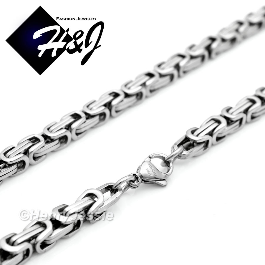 30″MEN Stainless Steel 9mm Silver Byzantine Box Link Chain CZ Cross Pendant*L5